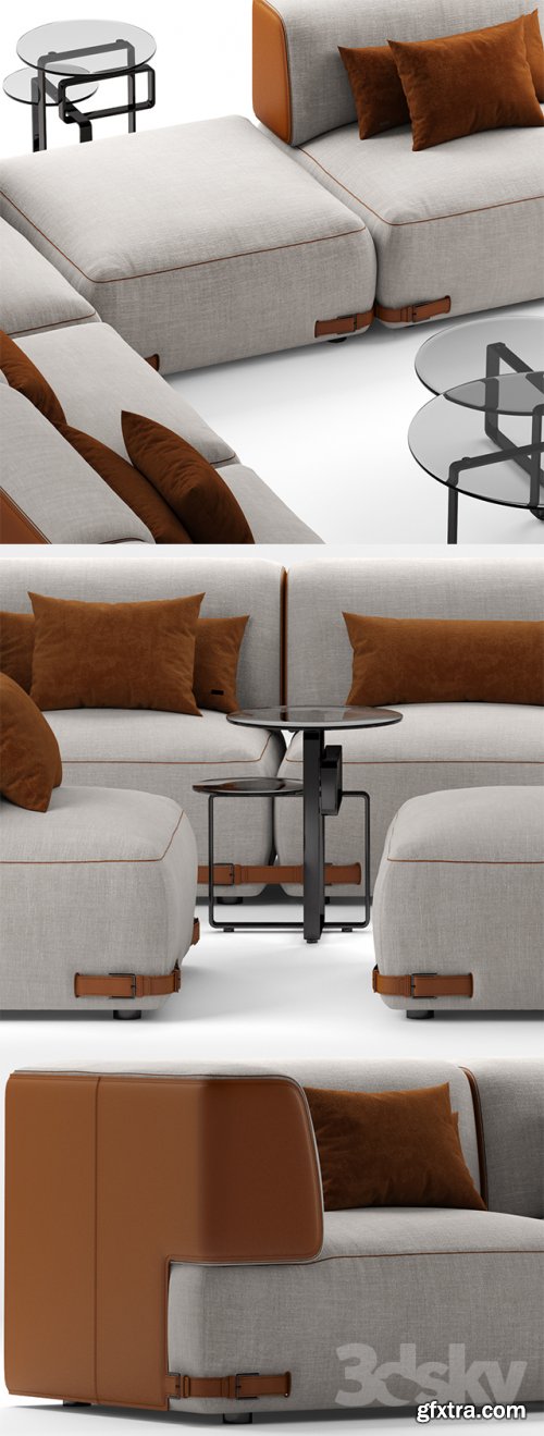 Sofa fendi soho 3D model