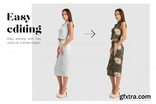 CreativeMarket - Woman Elegant Skirt Suit Mockup Set 4296581