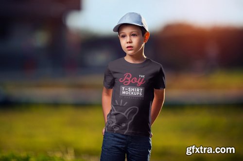 CreativeMarket - Boy T-Shirt Mock-Up Set 4345126