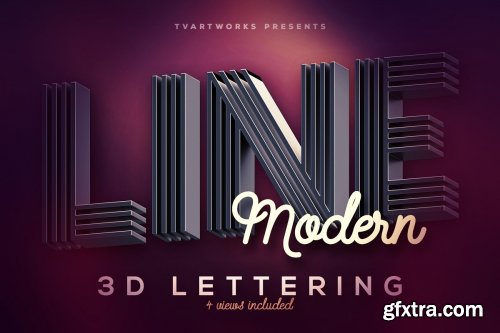 CreativeMarket - Modern Lines 3D Lerttering 3858571