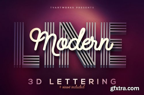 CreativeMarket - Modern Lines 3D Lerttering 3858571