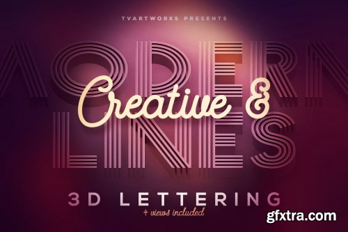 CreativeMarket - Modern Lines 3D Lerttering 3858571