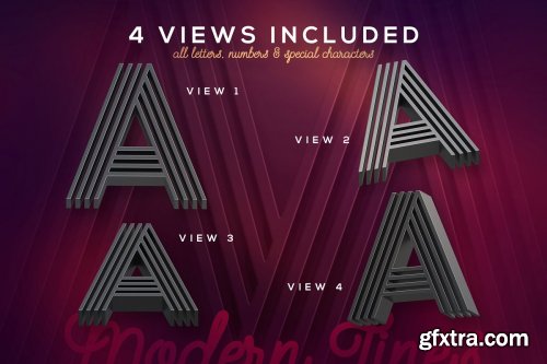 CreativeMarket - Modern Lines 3D Lerttering 3858571