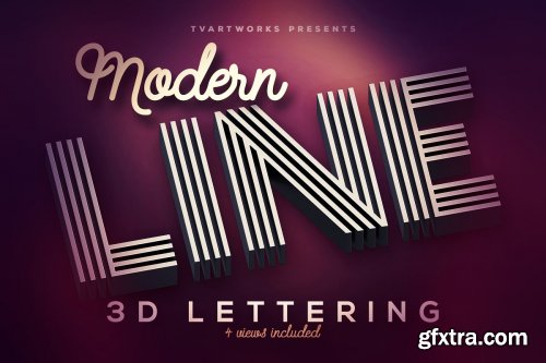 CreativeMarket - Modern Lines 3D Lerttering 3858571