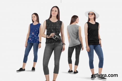 Women's Sleeveless Shirt Mockup Set