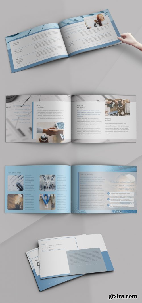 Landscape Brochure Layout with Blue Accents