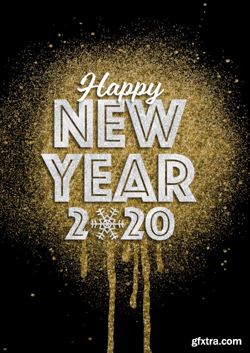 Happy New Year 2020 Glitter Style Text Effect