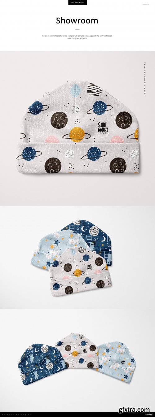 CreativeMarket - Baby Beanie Hat (0-3m) Mockup Set 4281351