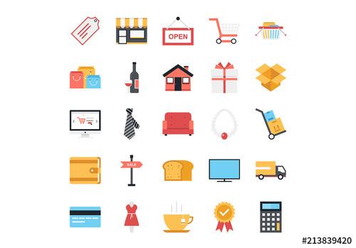 Shopping and Commerce Icons - 213839420 - 213839420
