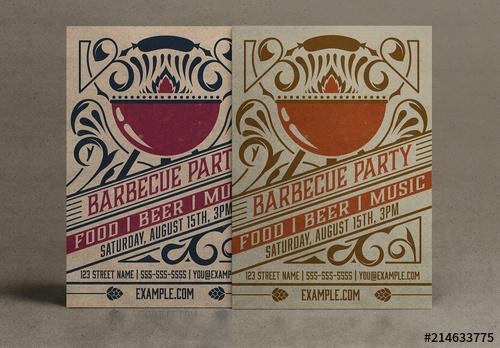 Vintage Barbecue Party Invitation Layout - 214633775 - 214633775