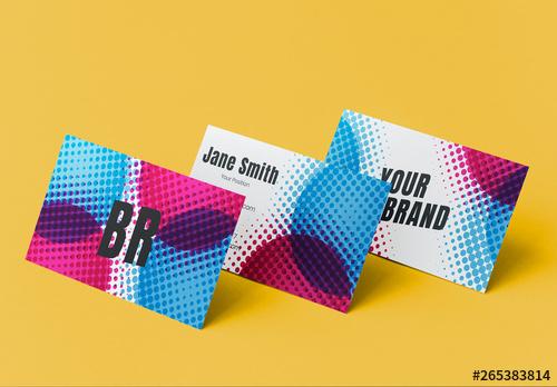 Business Card Layout with Pop Art Elements - 265383814 - 265383814