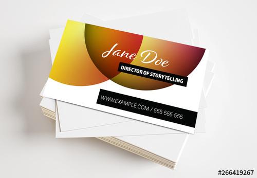 Business Card Layout with Orange Gradient Accent Layout - 266419267 - 266419267