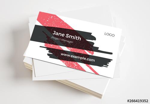 Business Card Layout with Paintbrush Accent Layout - 266419352 - 266419352