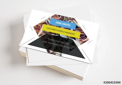Business Card Layout with Geometric Shapes and Photo Mask Layout - 266419384 - 266419384