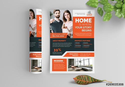 Business Flyer Layout with Orange Elements - 269035308 - 269035308