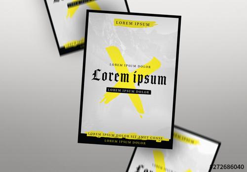 Event Poster Layout with Mountain Photograph Background and Yellow Elements - 272686040 - 272686040