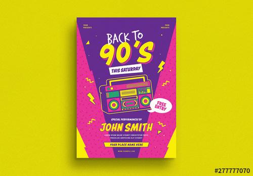 Retro Music Event Flyer Layout with Graphic Elements - 277777070 - 277777070
