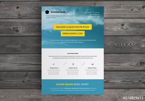 Business Flyer Layout with Blue and Yellow Elements - 278825071 - 278825071