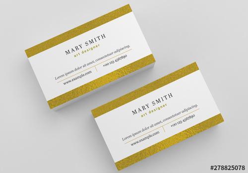 Business Card Layout with Gold Elements - 278825078 - 278825078