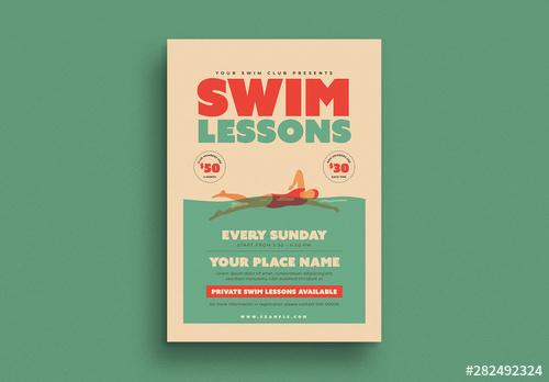 Swim Lessons Flyer Layout - 282492324 - 282492324