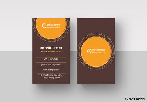 Business Card Layout with Orange Elements - 282938999 - 282938999