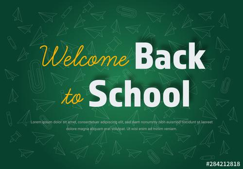 Back to School Banner Layout with Green Board Background - 284212818 - 284212818