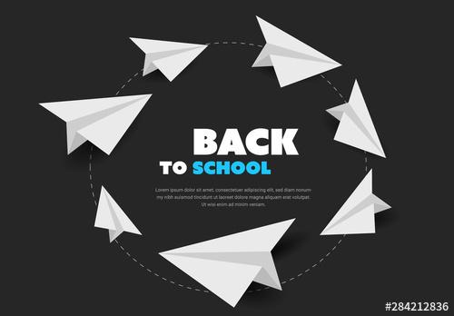 Back to School Banner Layout with Paper Planes - 284212836 - 284212836