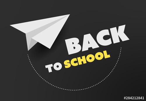 Back to School Banner Layout with Paper Plane - 284212841 - 284212841