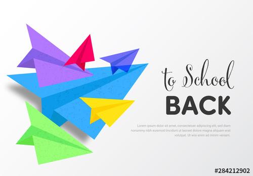 Back to School Banner Layout with Colorful Paper Planes - 284212902 - 284212902