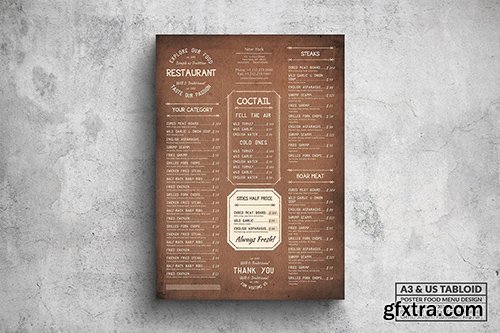 Vintage Poster Food Menu - A3 & US Tabloid Vintage Poster Food Menu - A3 & US Tabloid
