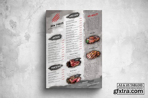 New Yorker Poster Food Menu - A3 & US Tabloid