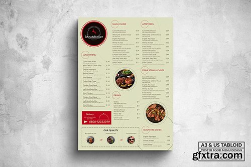 Meat Atelier Poster Food Menu - A3 & US Tabloid