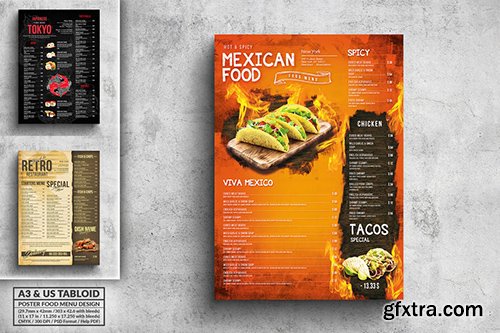 Retro Vintage Poster Menu Bundle - A3 & US Tabloid Retro Vintage Poster Menu Bundle - A3 & US Tabloid