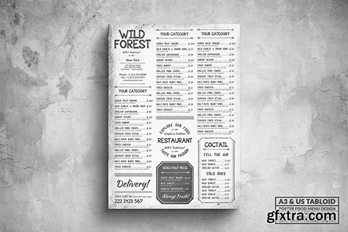 Vintage Poster Food Menu - A3 & US Tabloid Vintage Poster Food Menu - A3 & US Tabloid