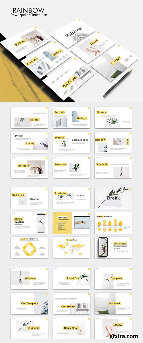 RAINBOW - Minimal Keynote, Powerpoint and Google Slides Template