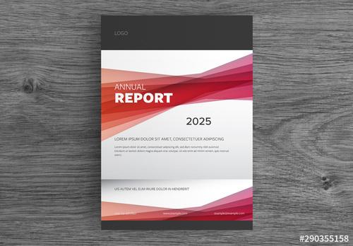 Report Cover Layout with Red Accents - 290355158 - 290355158