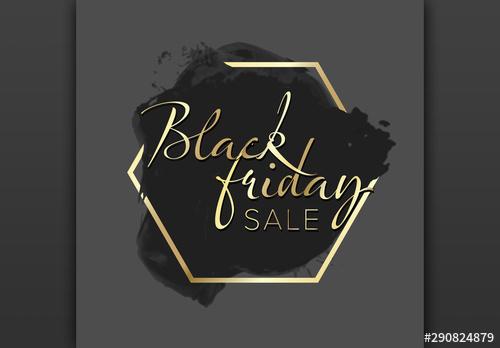 Black Friday Sale Label Layout with Gold Accents - 290824879 - 290824879