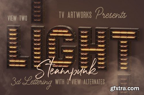 Steampunk Neon 3D Lettering View 2