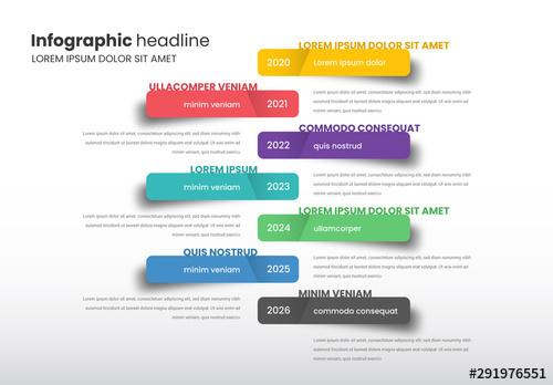 Info Chart Timeline Layout with Colorful Stickers - 291976551 - 291976551