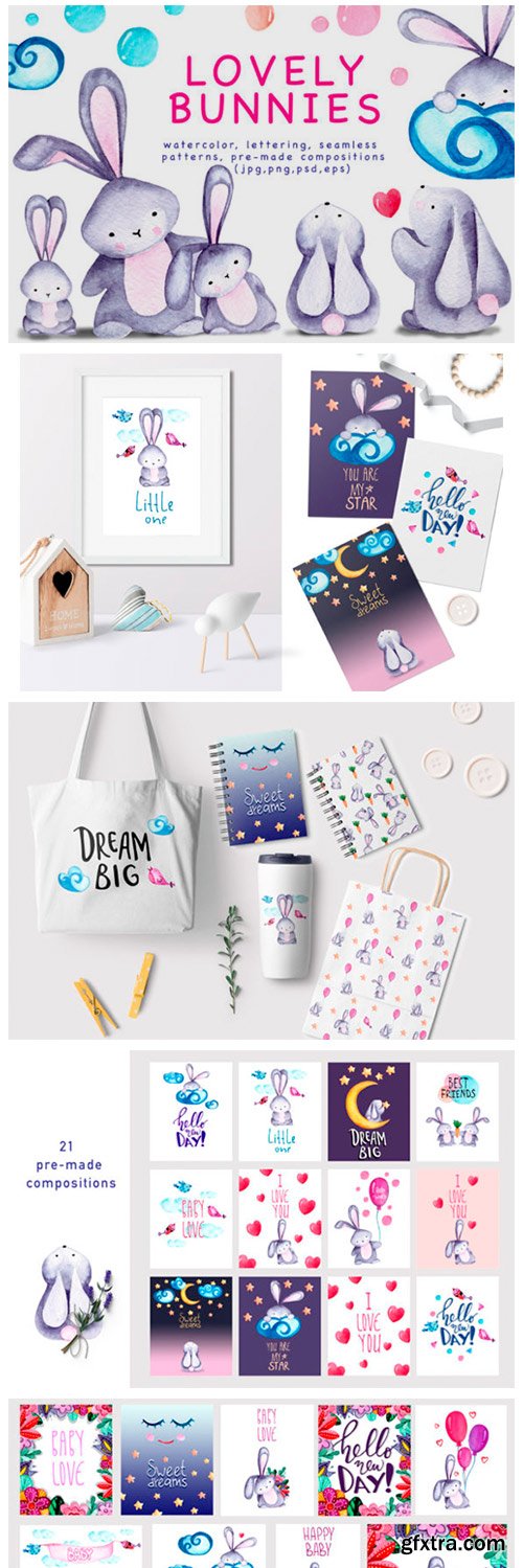 Lovely Bunnies-watercolor Collection 2449934 Lovely Bunnies-watercolor Collection 2449934