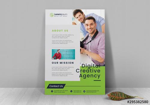 Flyer Layout with Green Accents - 295382580 - 295382580