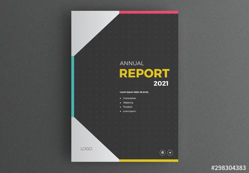 Report Cover Layout with Geometric Accents - 298304383 - 298304383
