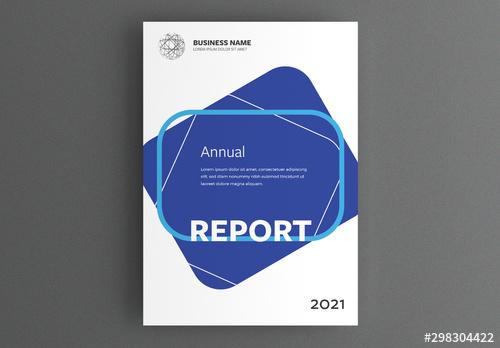 Report Cover Layout with Rounded Blue Shapes - 298304422 - 298304422