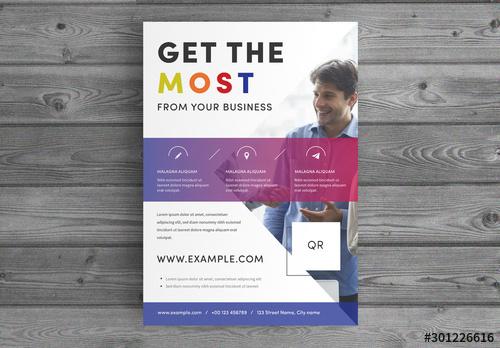 Business Flyer Layout with Blue and Red Accents - 301226616 - 301226616