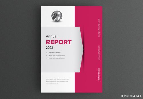 Report Cover Layout with Red Accents - 298304341 - 298304341