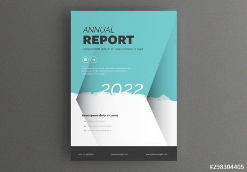 Report Cover Layout with Teal and White Background - 298304405 - 298304405
