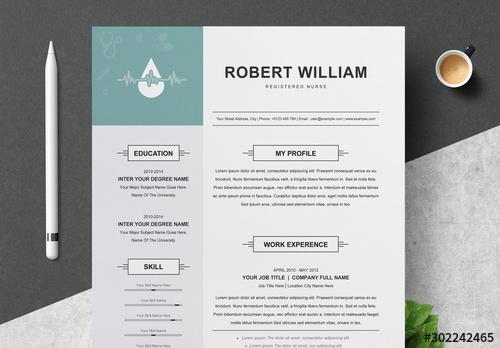Resume Layout with Teal Accent - 302242465 - 302242465