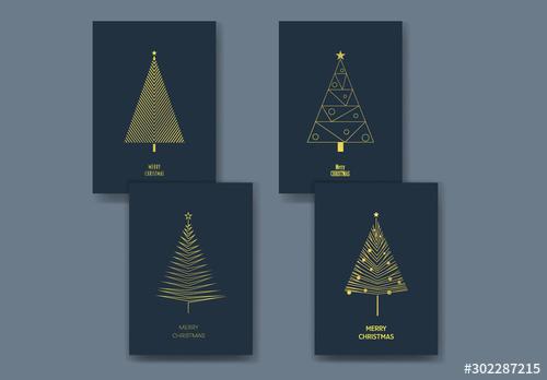 Art Deco Christmas Trees Card Layouts - 302287215 - 302287215