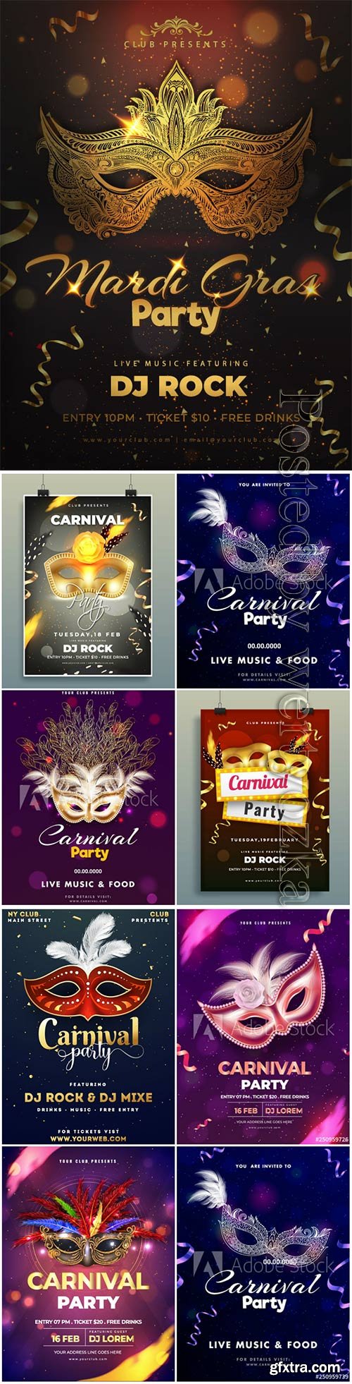 Mardi gras carnival poster, Venice carnival vector design # 4