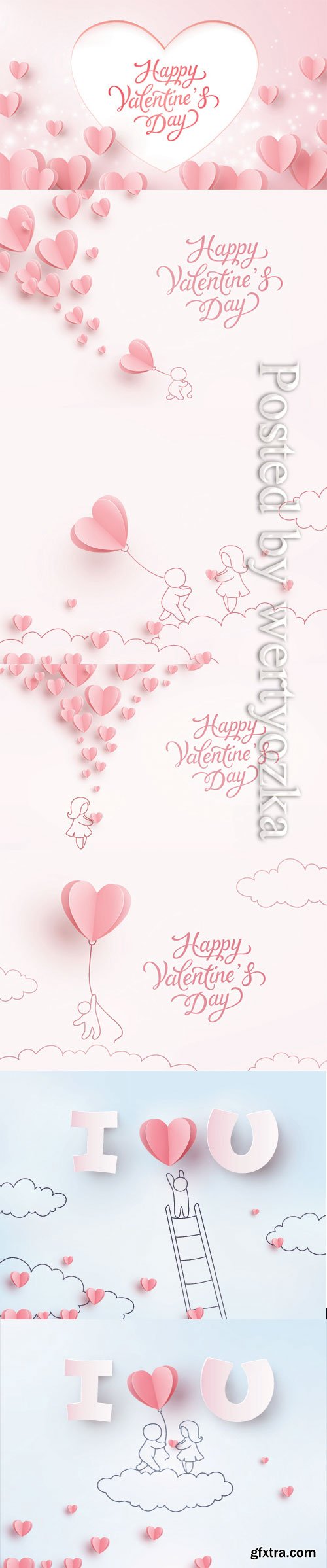 Happy Valentine's Day, vector hearts of couples in love # 18